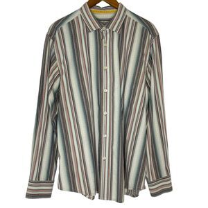 Tommy Bahama Earth Tones Striped Long Sleeve Button Up Shirt Size XL Men’s